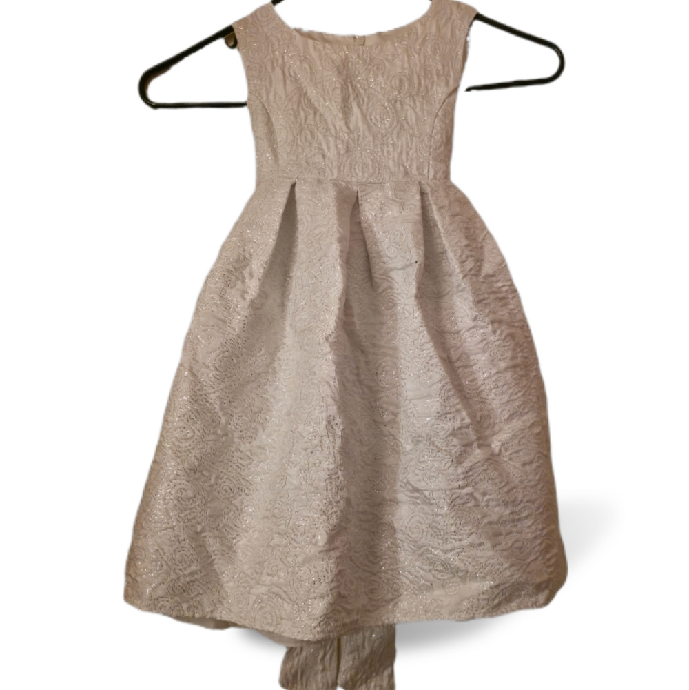 Katie M. Girls Size 4 White & Silver Petticoat Party Dress